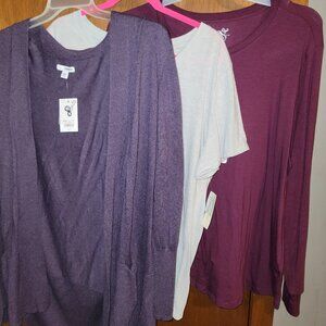3 Sonoma Dark Poppy Cardigan XXL Bobbie Brooks Gray 2x Terra Sky Long Sleeve Red